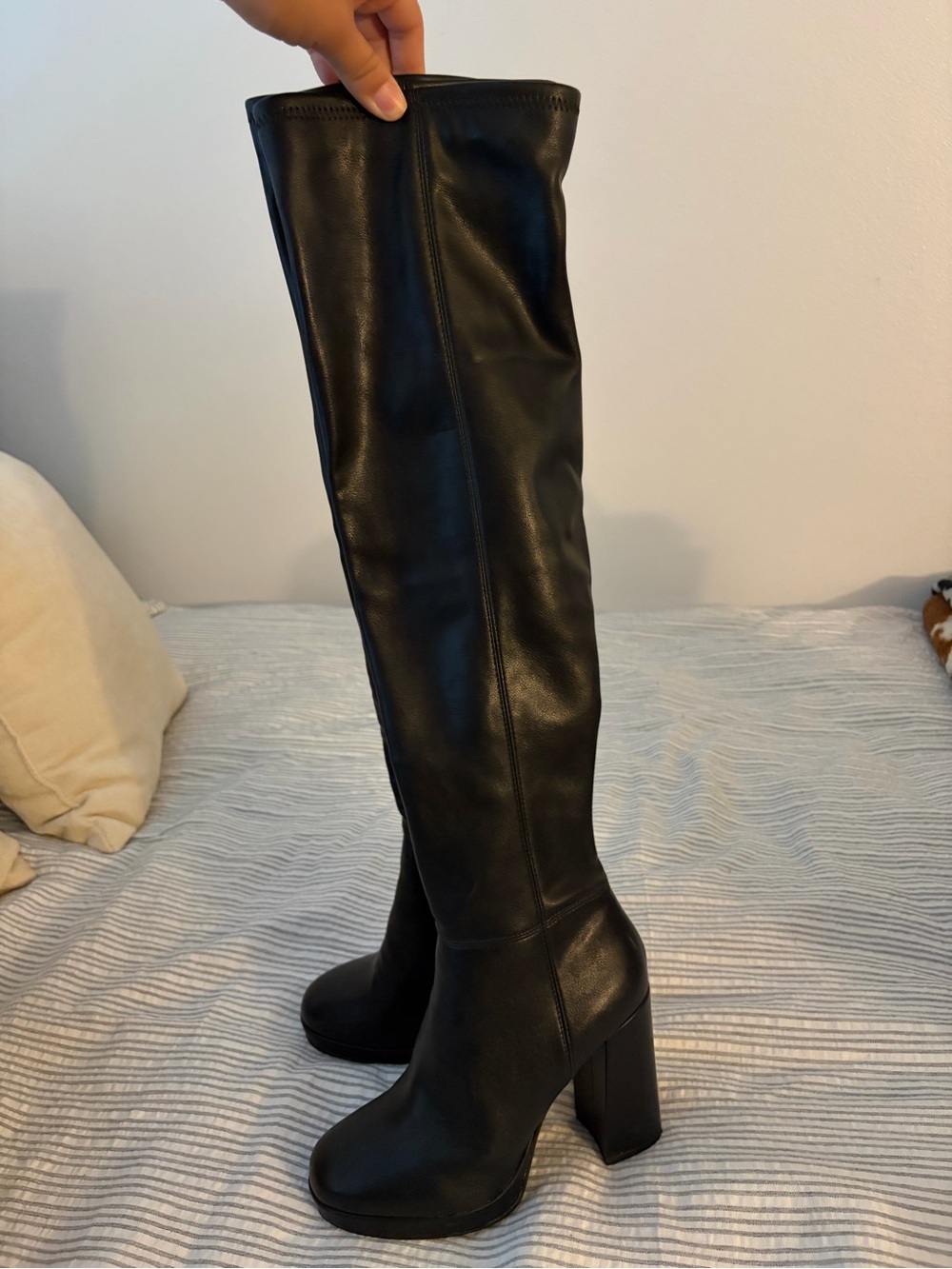 Steve Madden Women’s Black Over-the-Knee Platform Block Heel Boots
